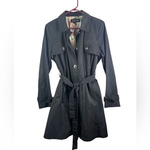Black Rivet Double-Breasted Black Trench Coat